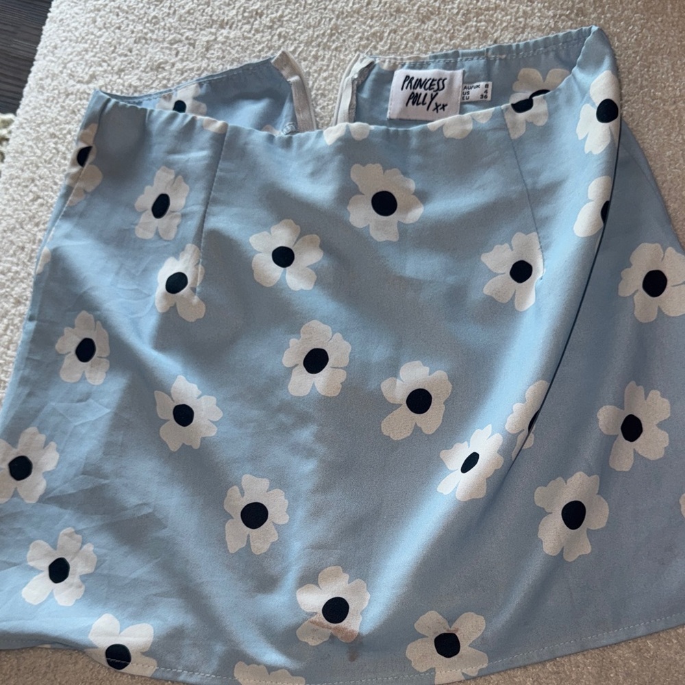 Princess Polly Light Blue Floral Mini Skirt
